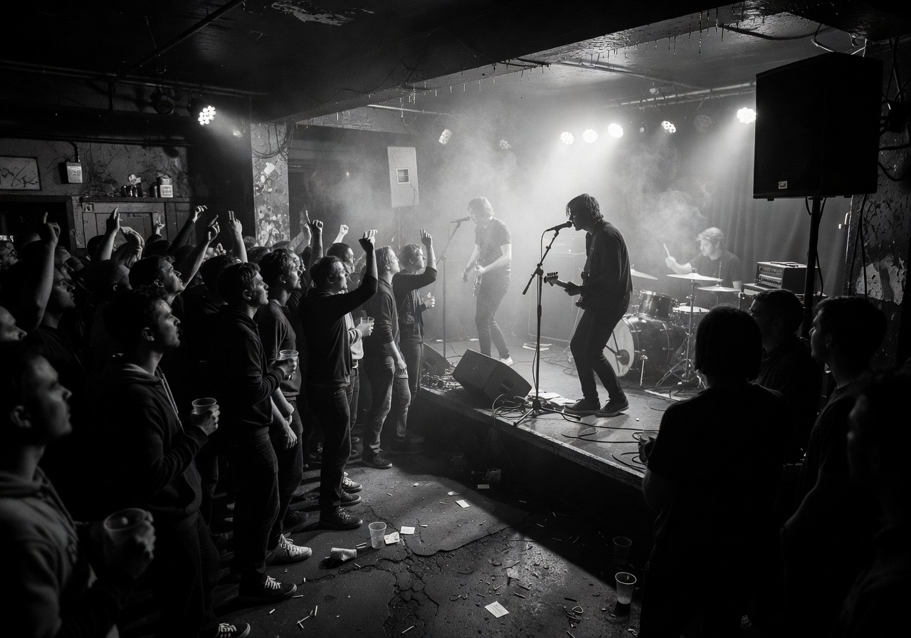 Gritty concert venue representing Whatever People Say I Am debut album