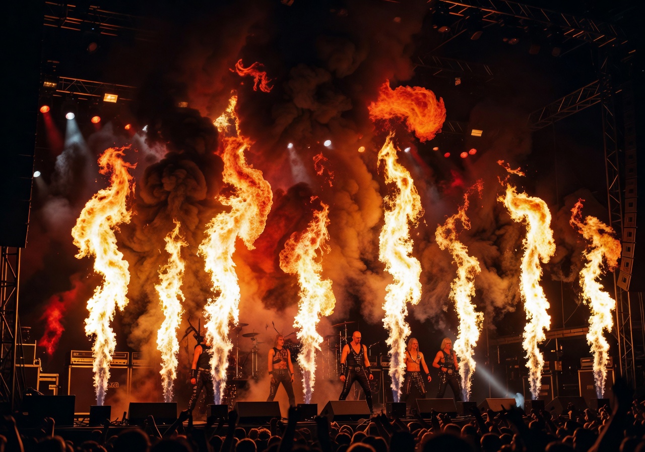 Intense concert flames representing Mutter album era