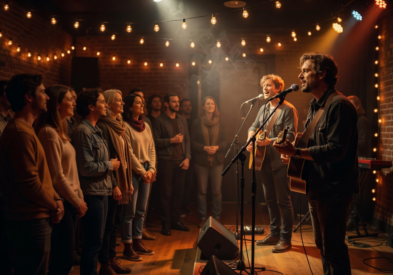 Warm intimate concert setting for Late Night Vibes playlist